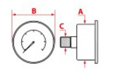 Manometer ø39 mm 0÷16 bar