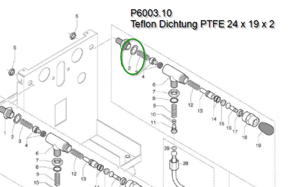 Flachdichtung PTFE ø 24x19x2 mm
